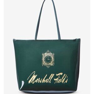 Marshall Field’s Tote Bag Green Vinyl Zip Top. NWT. Gift Tag Included